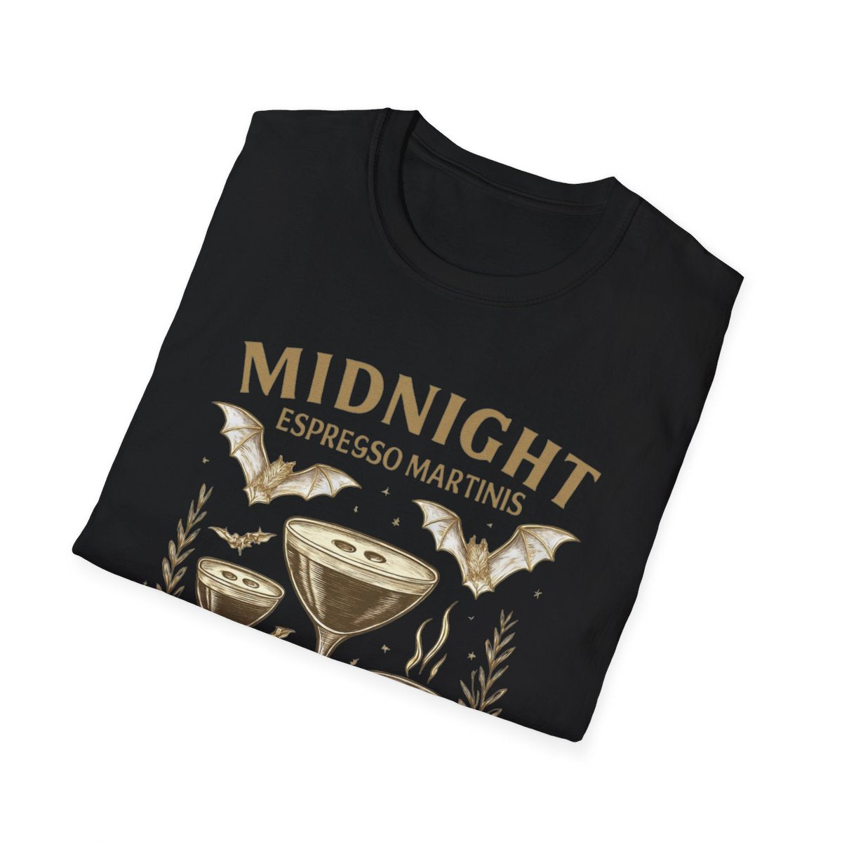 Midnight Espresso Martinis T-Shirt | Unisex Softstyle Tee for Parties, Holidays, Cocktail Lovers, Fun Gatherings, Gift Idea