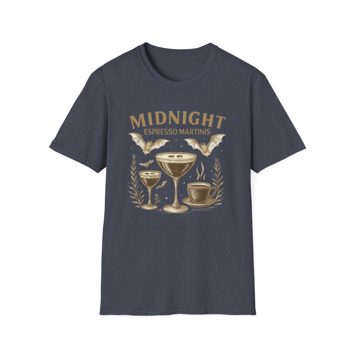 Midnight Espresso Martinis T-Shirt | Unisex Softstyle Tee for Parties, Holidays, Cocktail Lovers, Fun Gatherings, Gift Idea