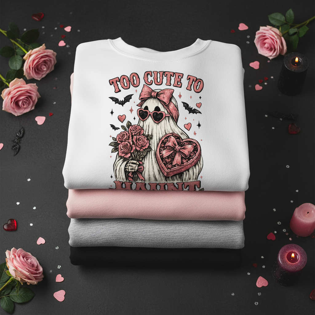 Too Cute to Haunt Sweatshirt — Cute Gothic Ghost Crewneck